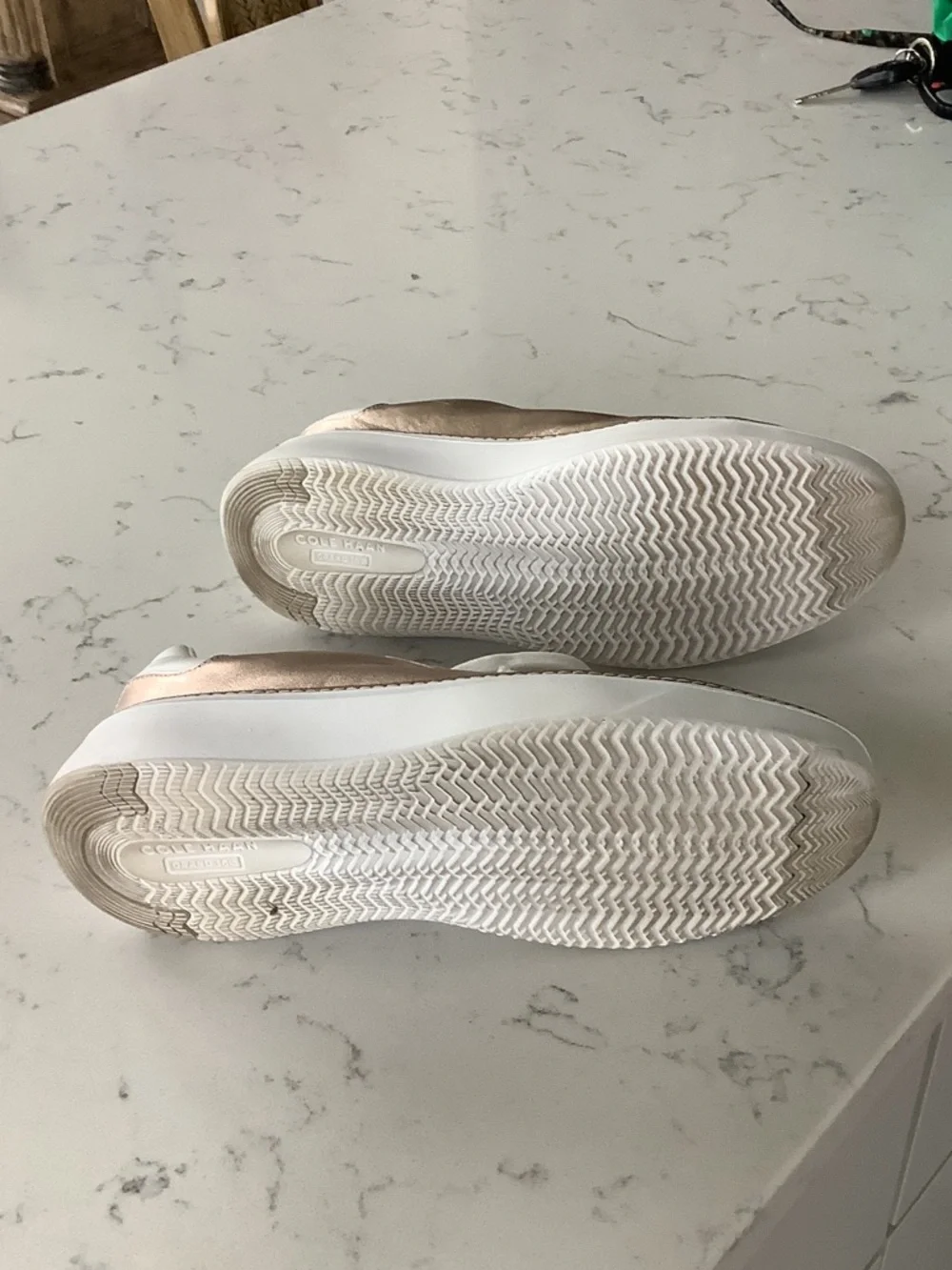 Cole Haan Metallic Rose Gold Low-Top Sneakers with White Sole - Picture 3 of 3